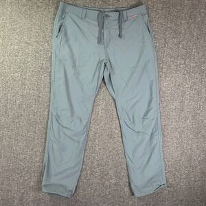 Simms Pants Men 38R Blue Fishing Outdoor Utility Nylon Drawstring